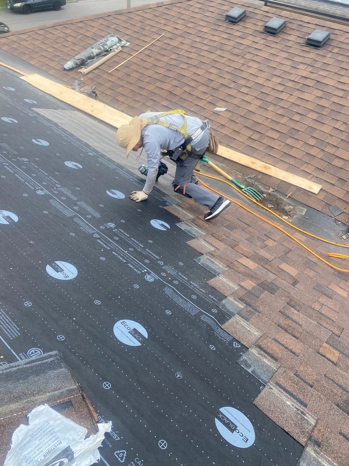 LP Roofing C Inc roofing crew on a residential roof in Brampton